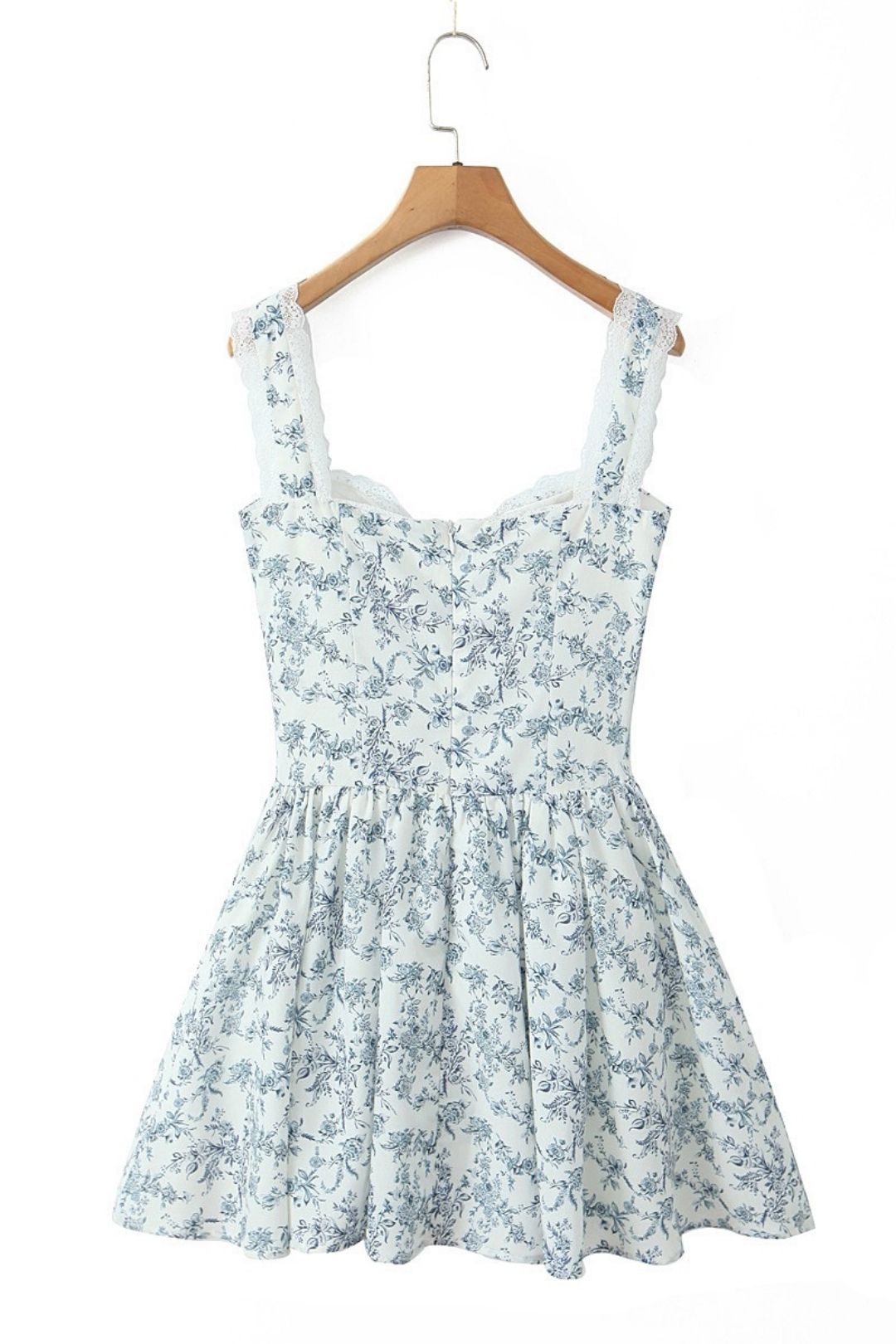 Sexy Deep V Retro Lace Splicing Mini Dress