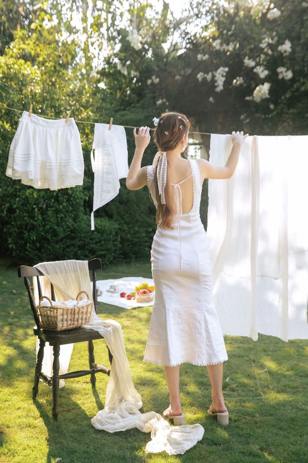 French Sexy Backless Fishtail Dress