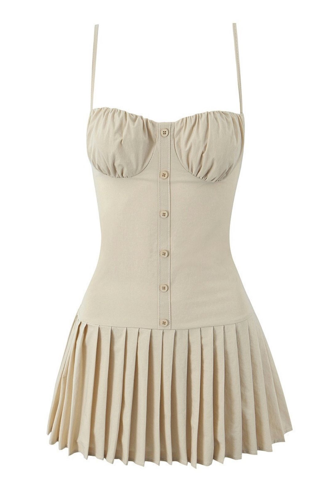 Backless Pleated Dress Sweet Waist Suspender Mini Dress