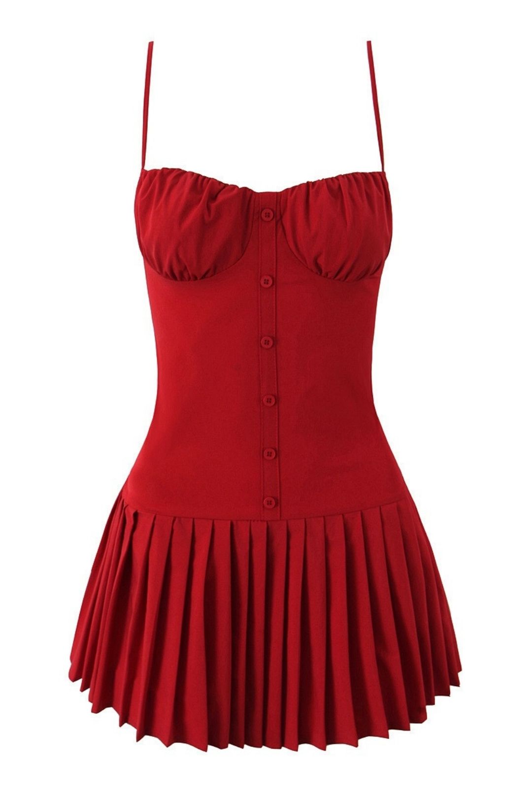 Backless Pleated Dress Sweet Waist Suspender Mini Dress