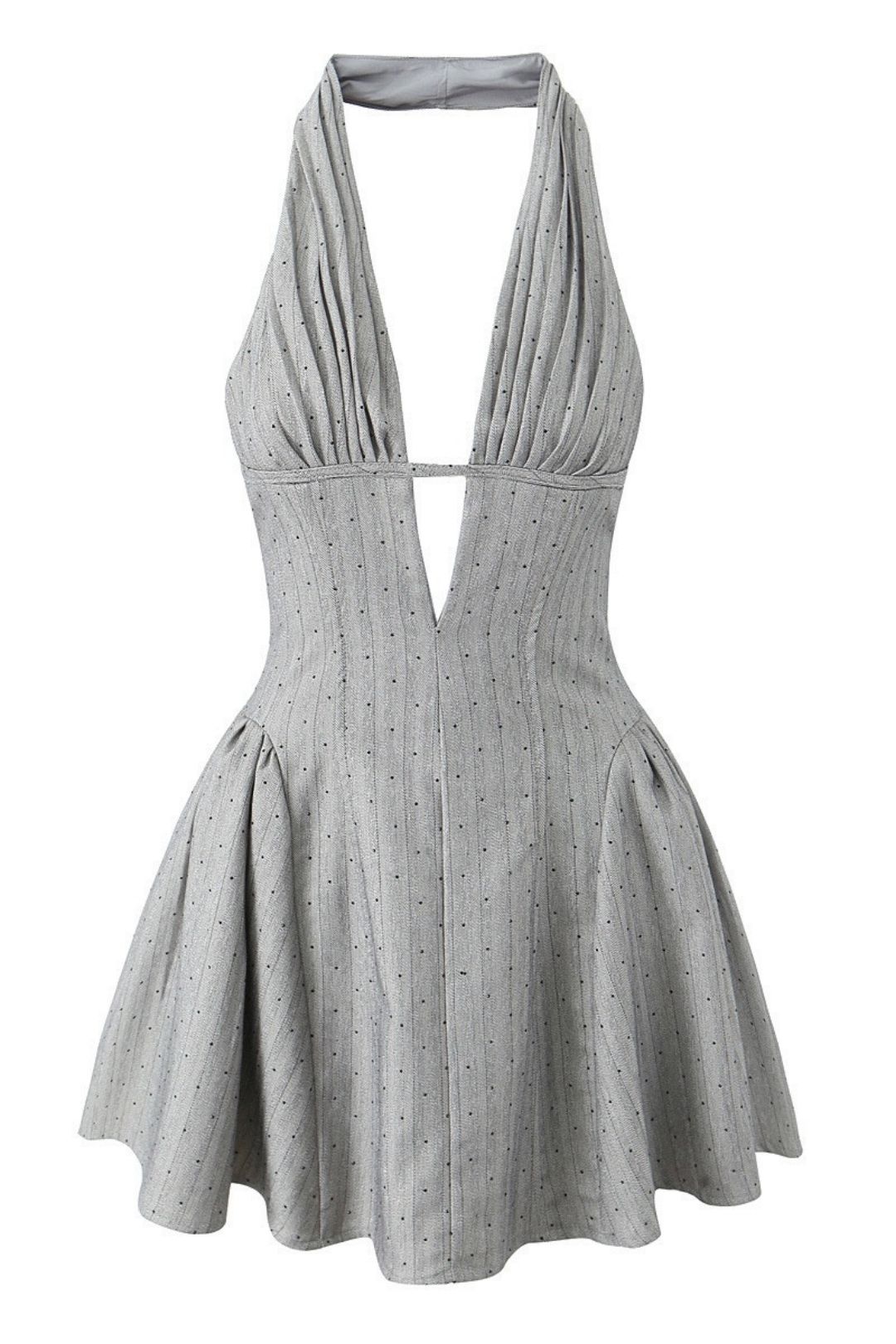 Halter Dress Retro Sexy Deep V Neck Slim Backless Mini Dress