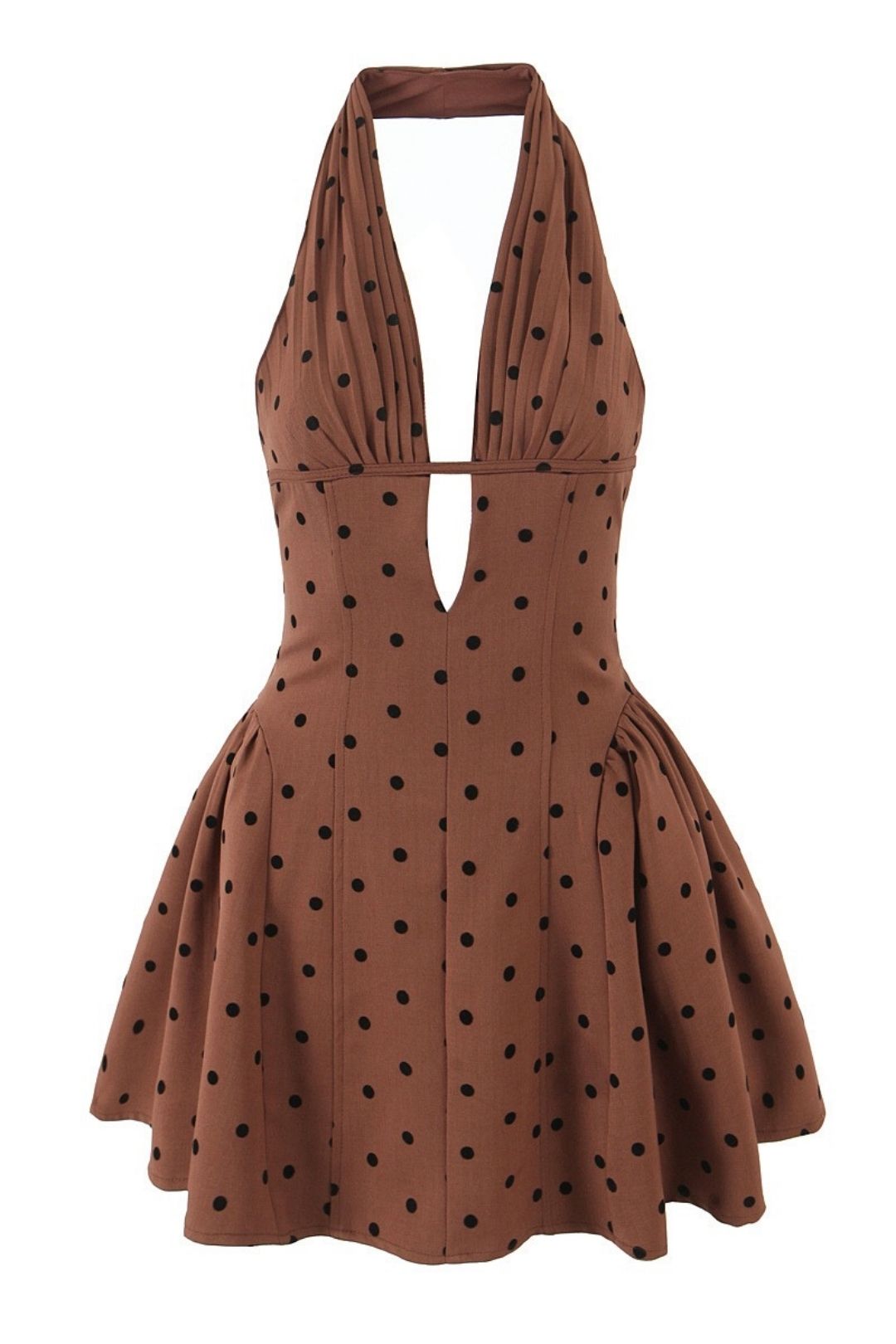 Halter Dress Retro Sexy Deep V Neck Slim Backless Mini Dress