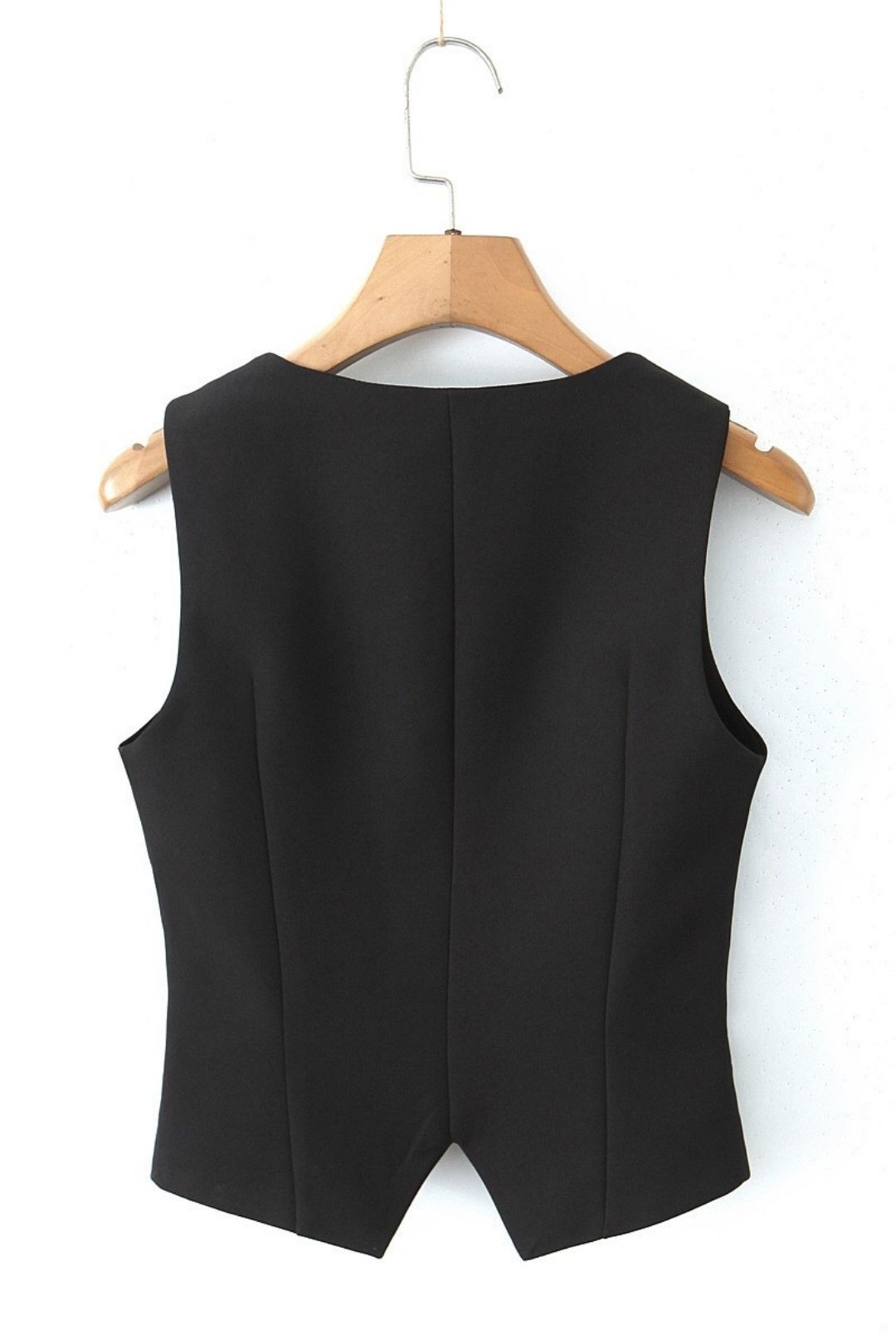 V-neck Sleeveless Button Suit Vest + Pleated Lace-up Skirt