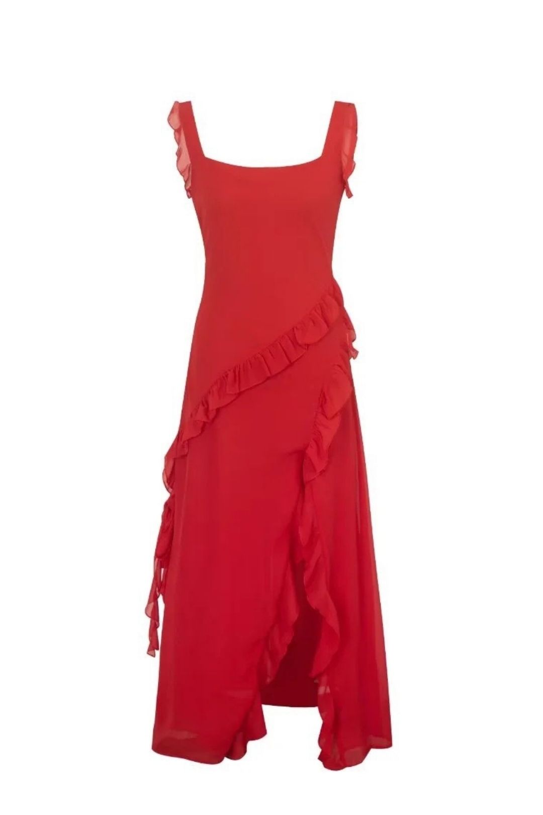 Sexy Slit Chiffon Dress French Square Neck Dress