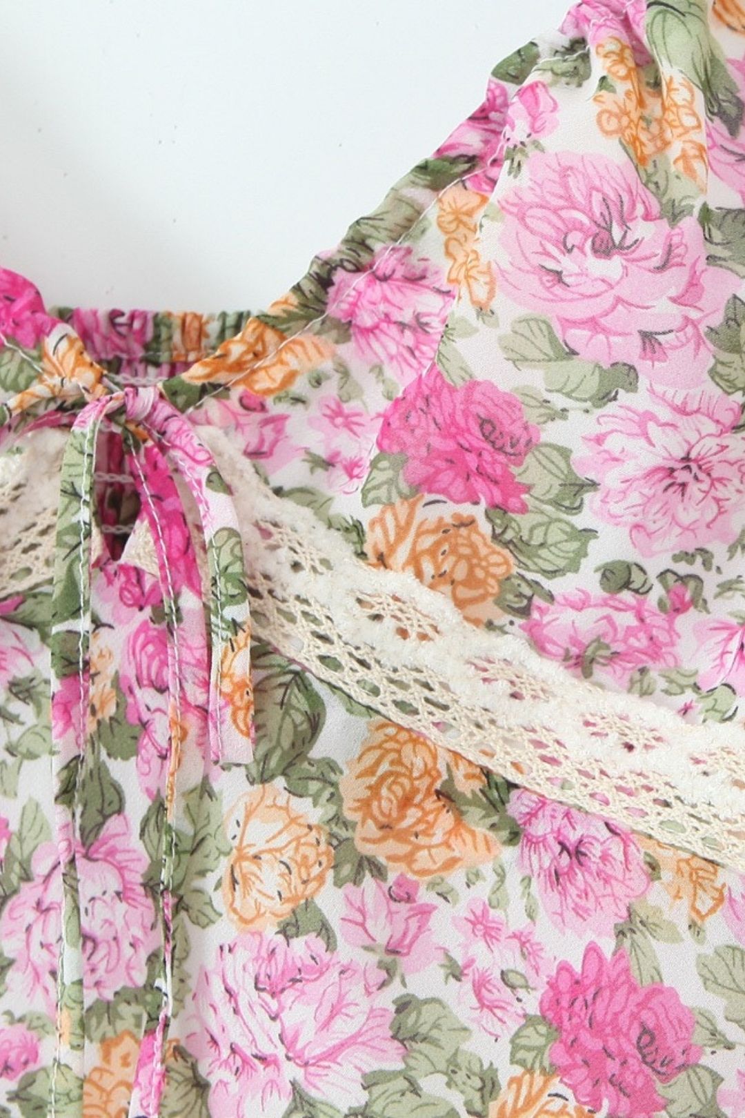 V-neck Chic Lace Splicing Suspender Long Dress