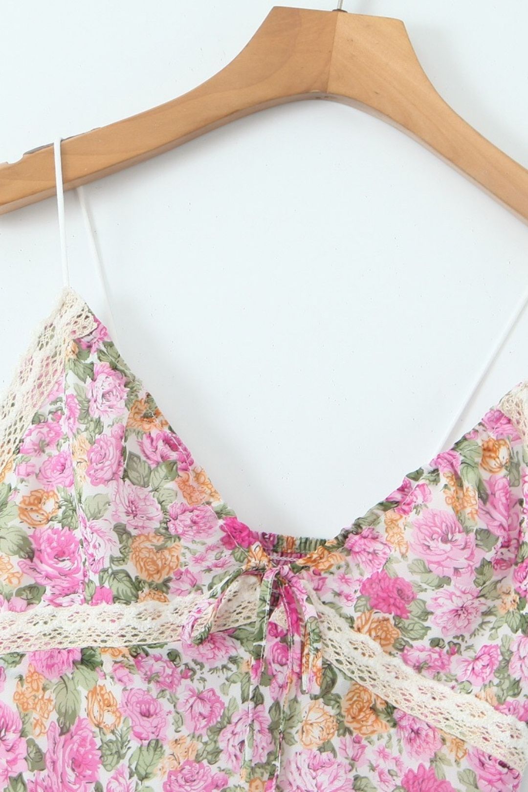 V-neck Chic Lace Splicing Suspender Long Dress