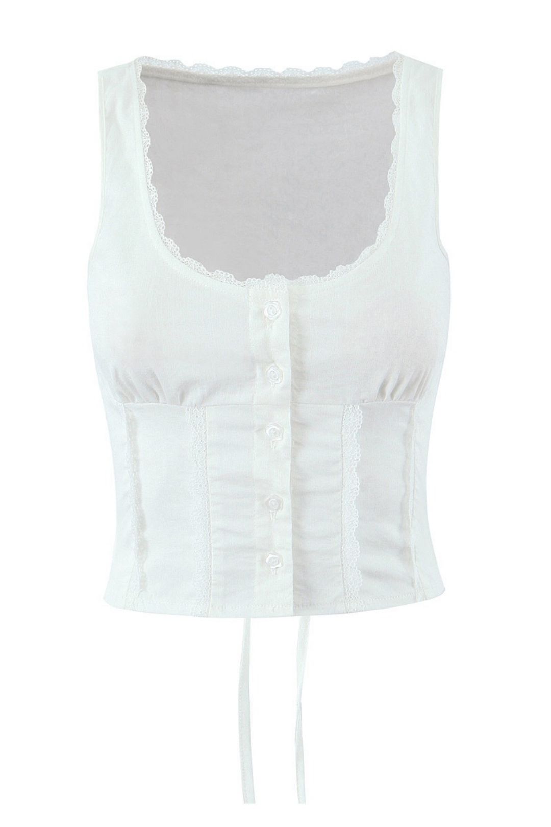 Two-piece French Lace Sleeveless Vest Top + High Waist A-line Dress