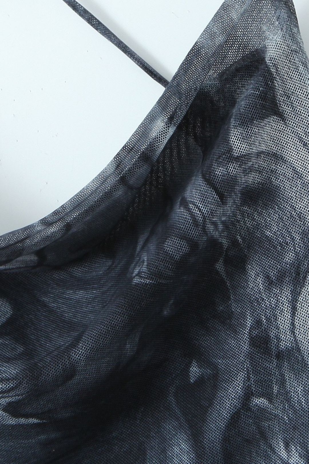 Retro Printed Mesh Ultra-Short Dress