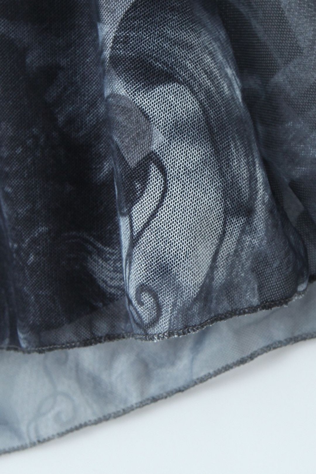 Retro Printed Mesh Ultra-Short Dress