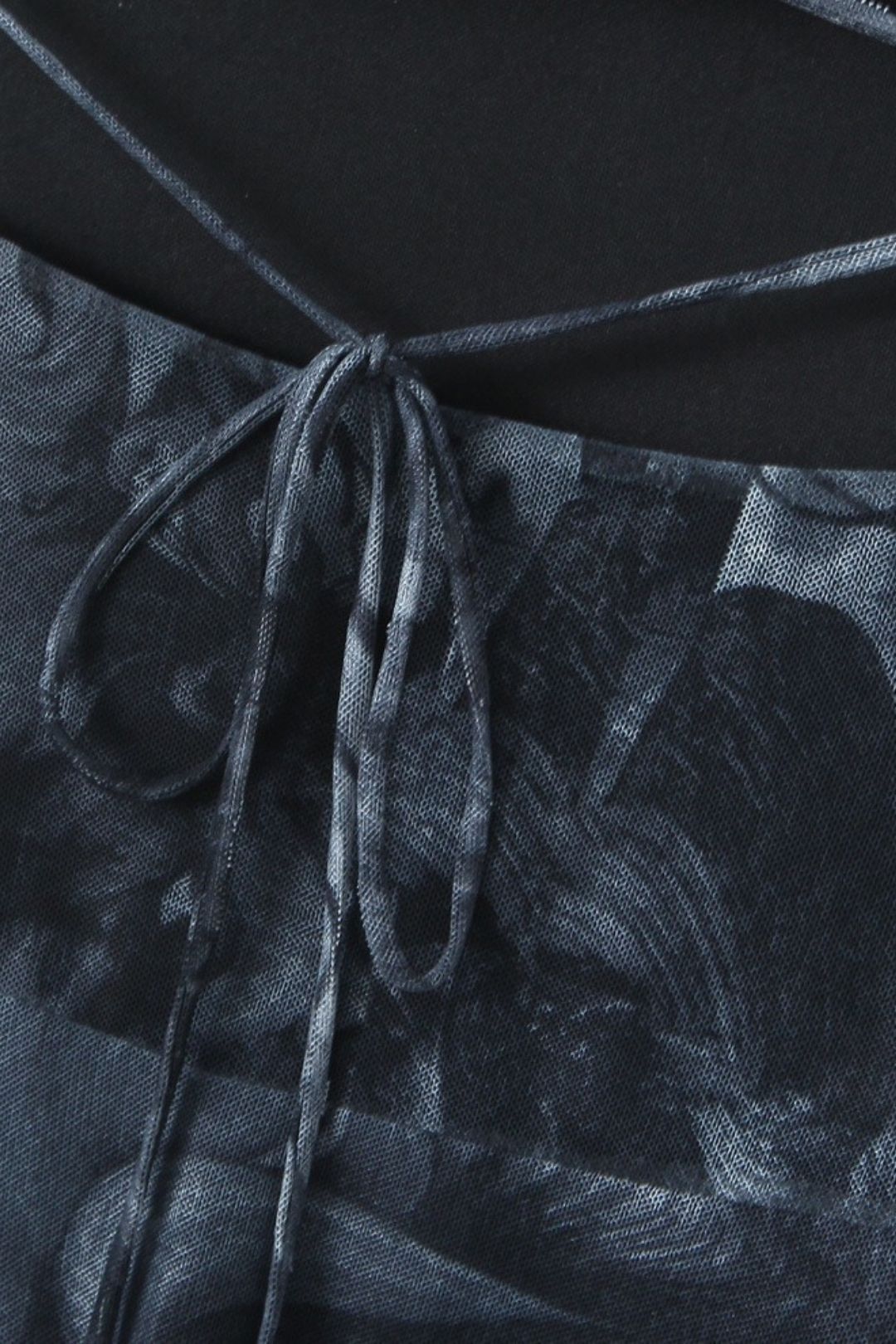 Retro Printed Mesh Ultra-Short Dress