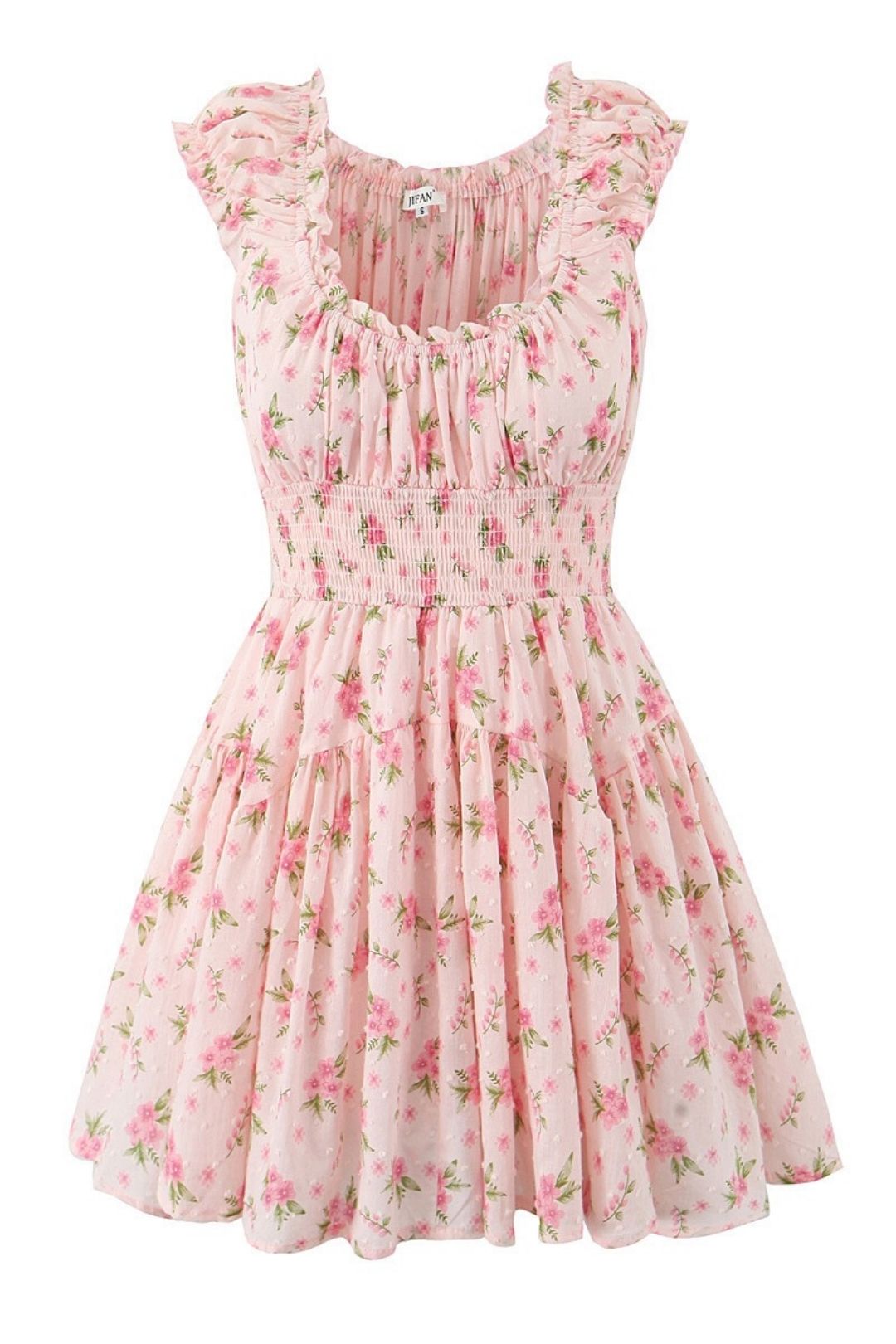 Sweet Floral Print Chic One-shoulder Waist Short Dress
