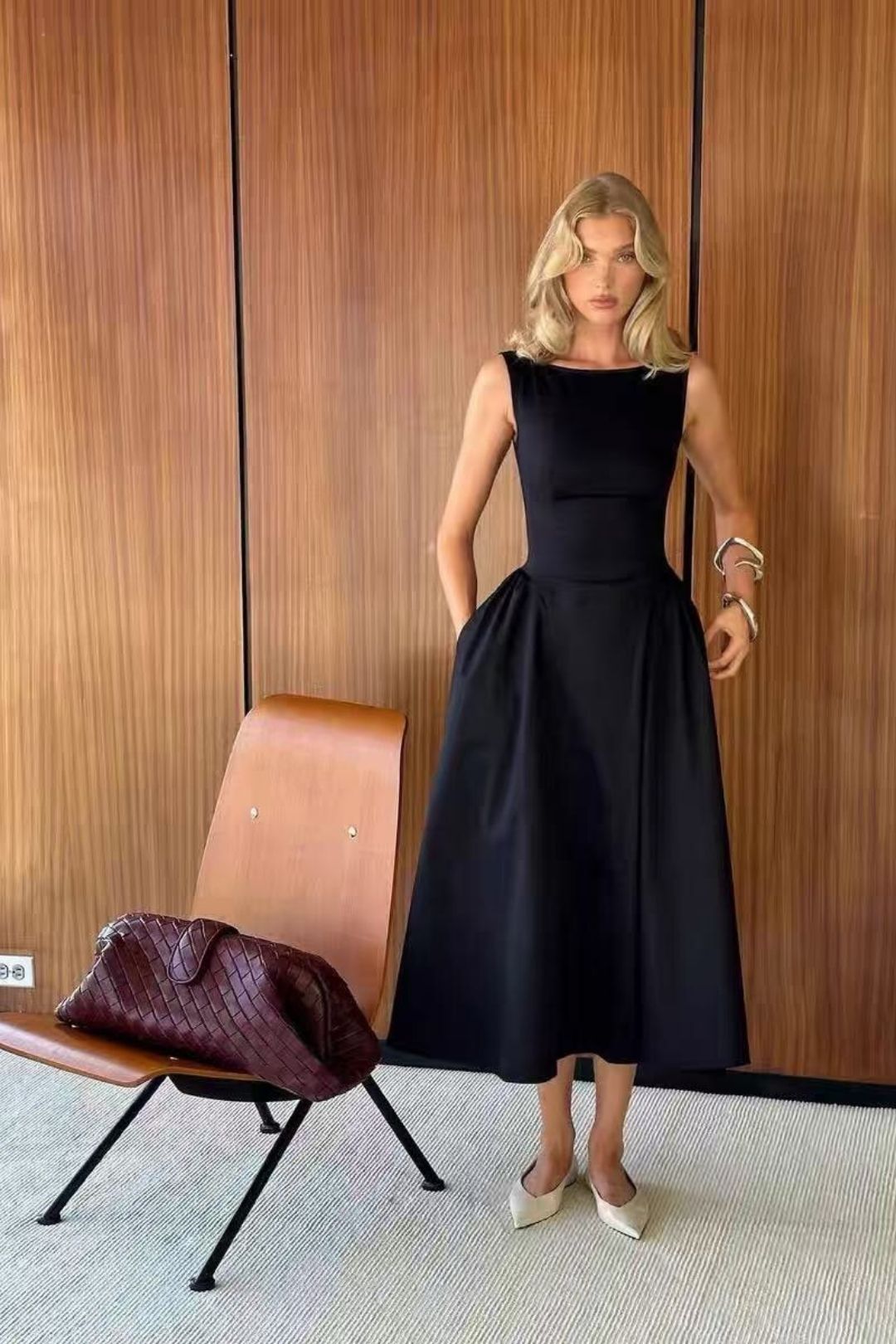 Boat Neck Sexy Backless Evening Dress