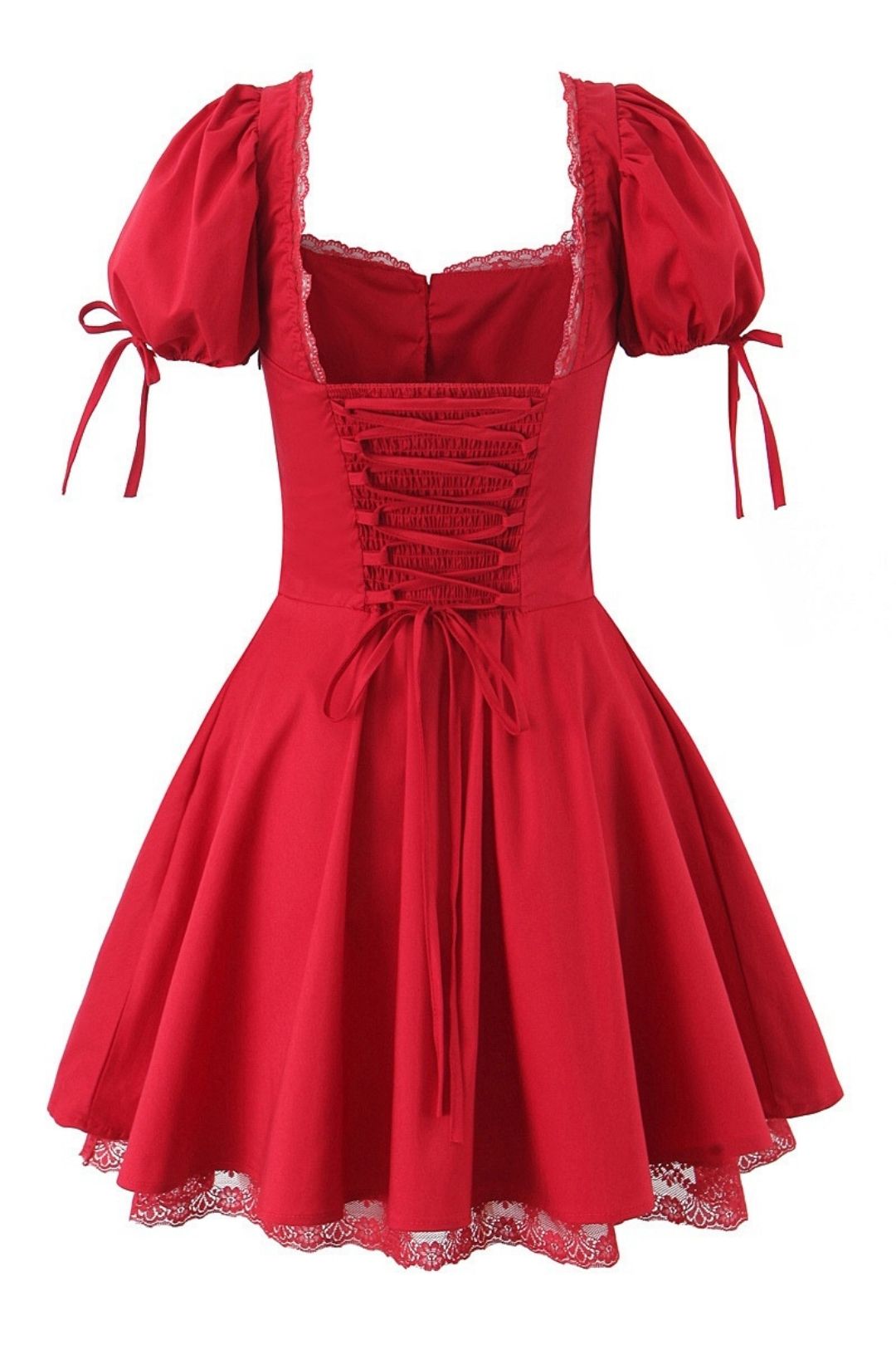 Square Collar Party Style Mini Dress