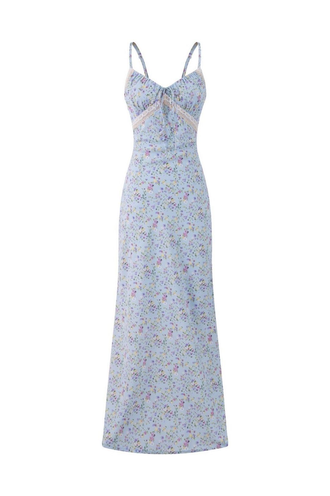 Floral Print Chic Lace Stitching Suspender Dress