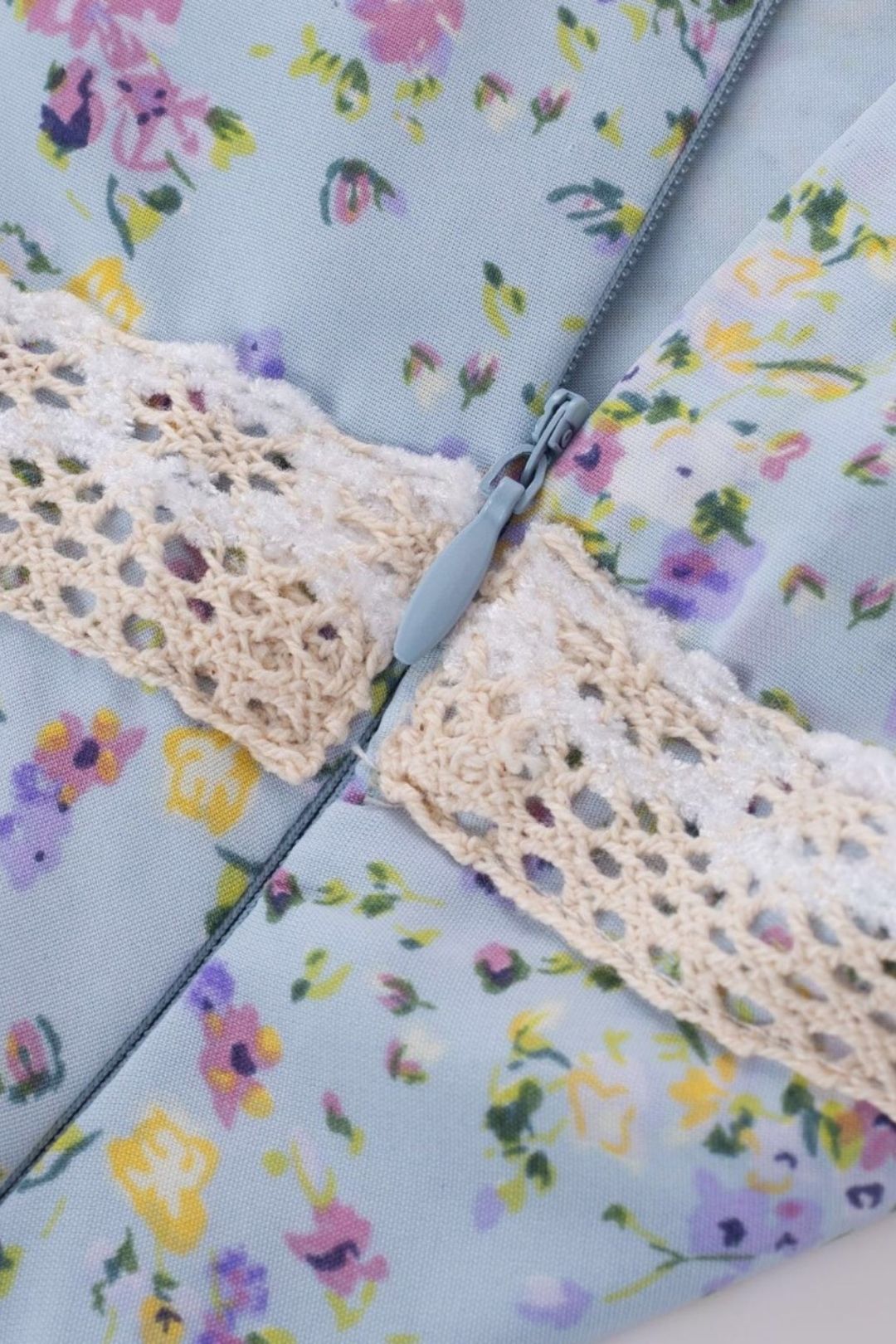 Floral Print Chic Lace Stitching Suspender Dress