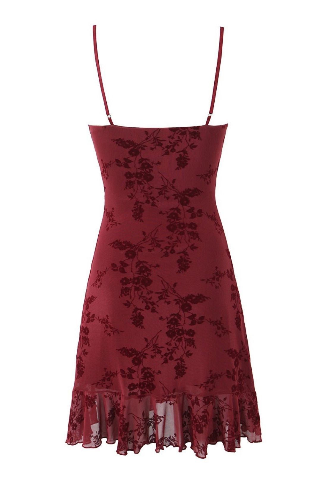 Retro Floral Flocking Suspender Dress