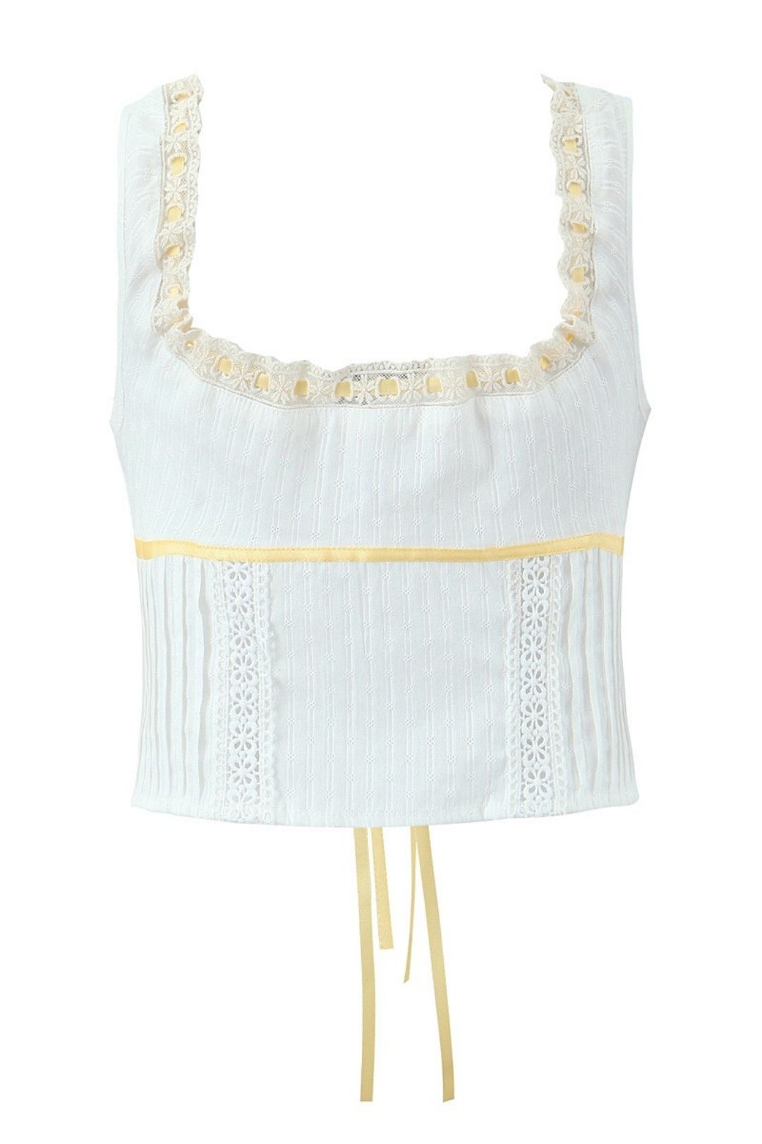 Ribbon Vest Top + High Waist Lace Maxi Skirt