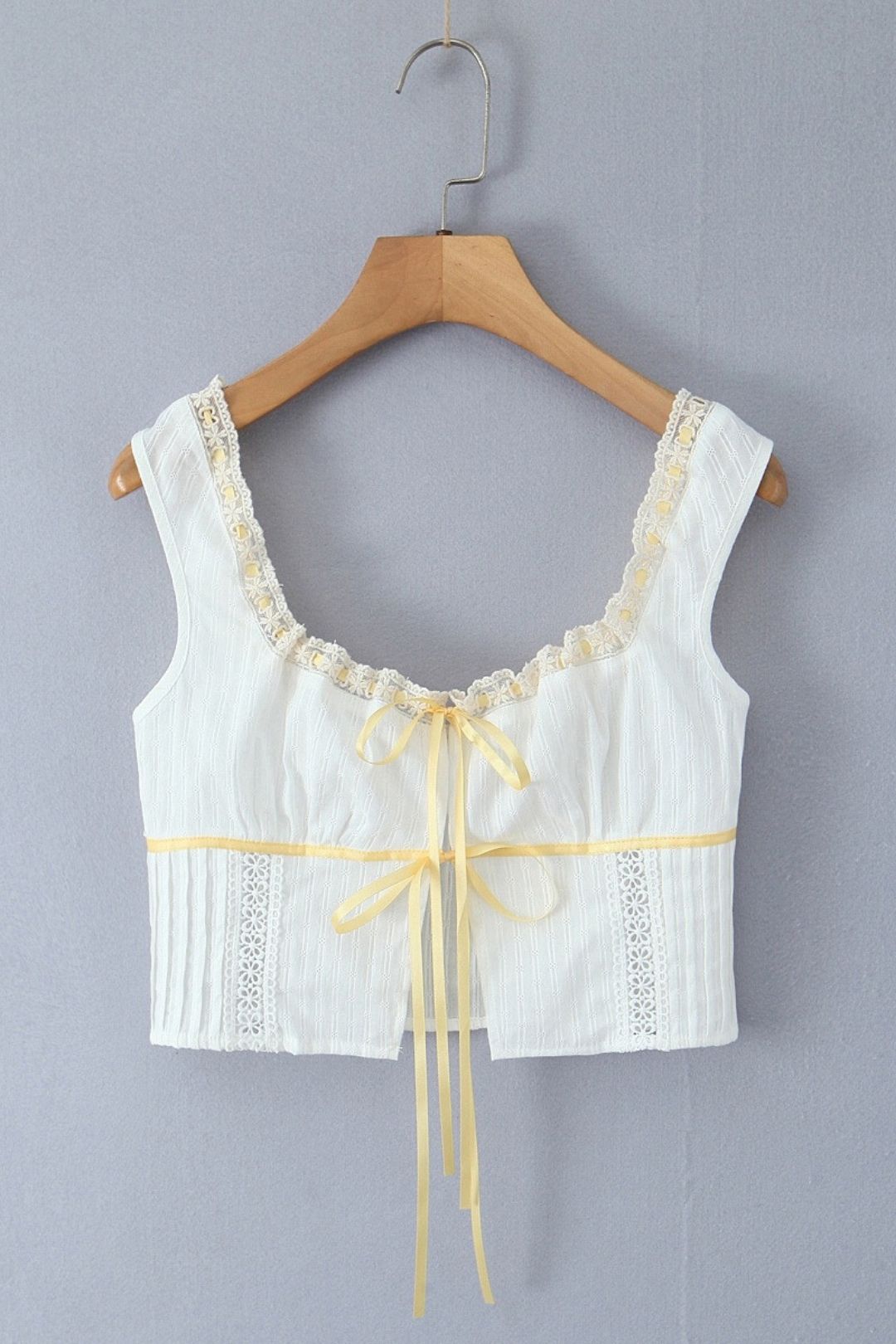 Ribbon Vest Top + High Waist Lace Maxi Skirt