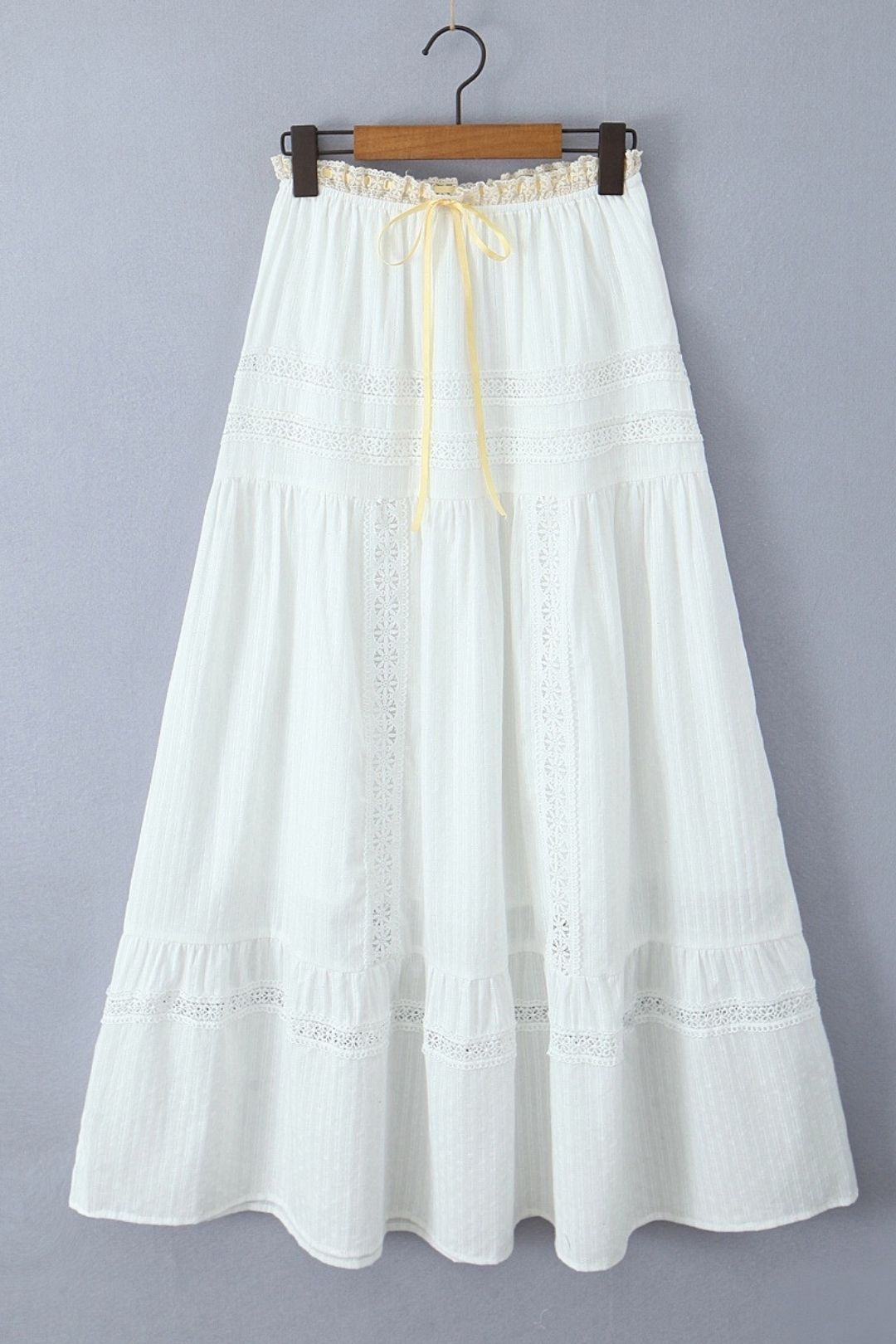 Ribbon Vest Top + High Waist Lace Maxi Skirt