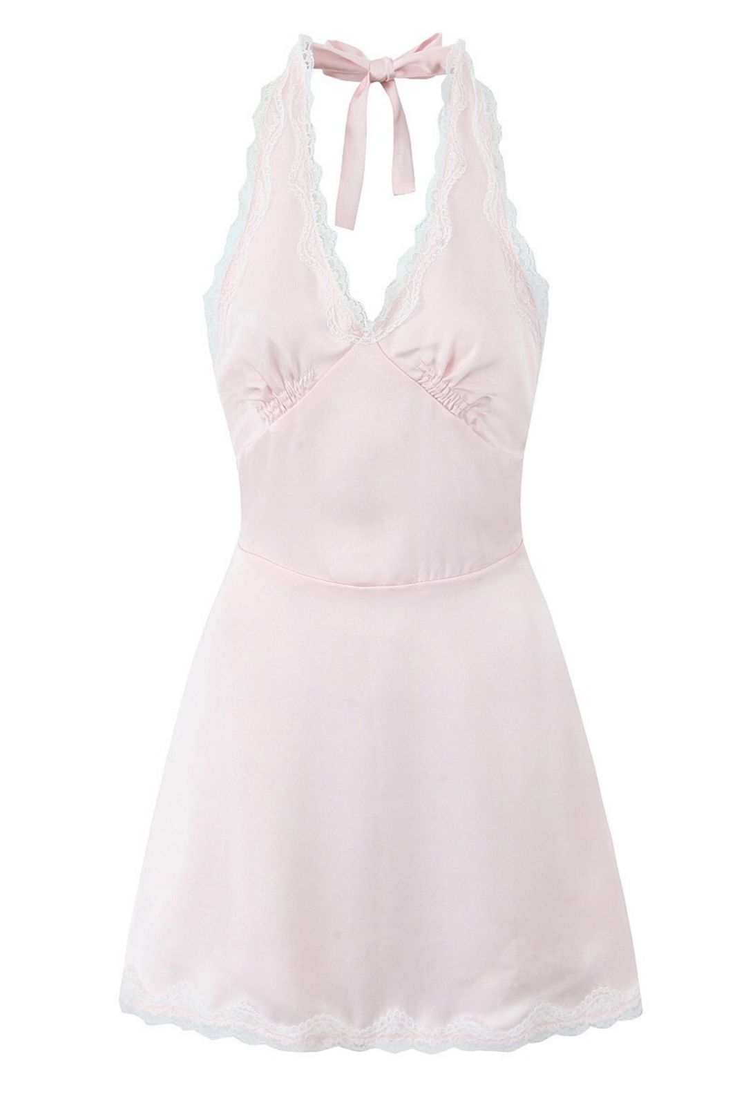 Polka Dot Print Chic Lace Patchwork Halter Neck Mini Dress