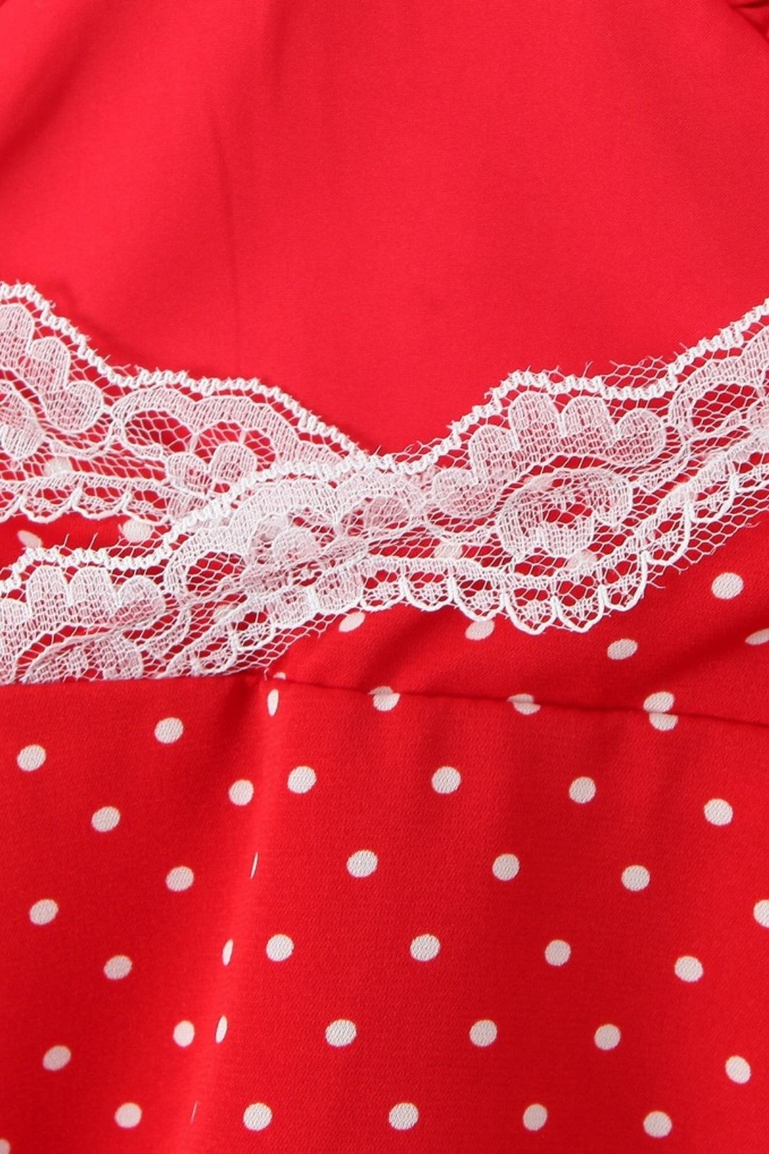 Polka Dot Print Chic Lace Patchwork Halter Neck Mini Dress