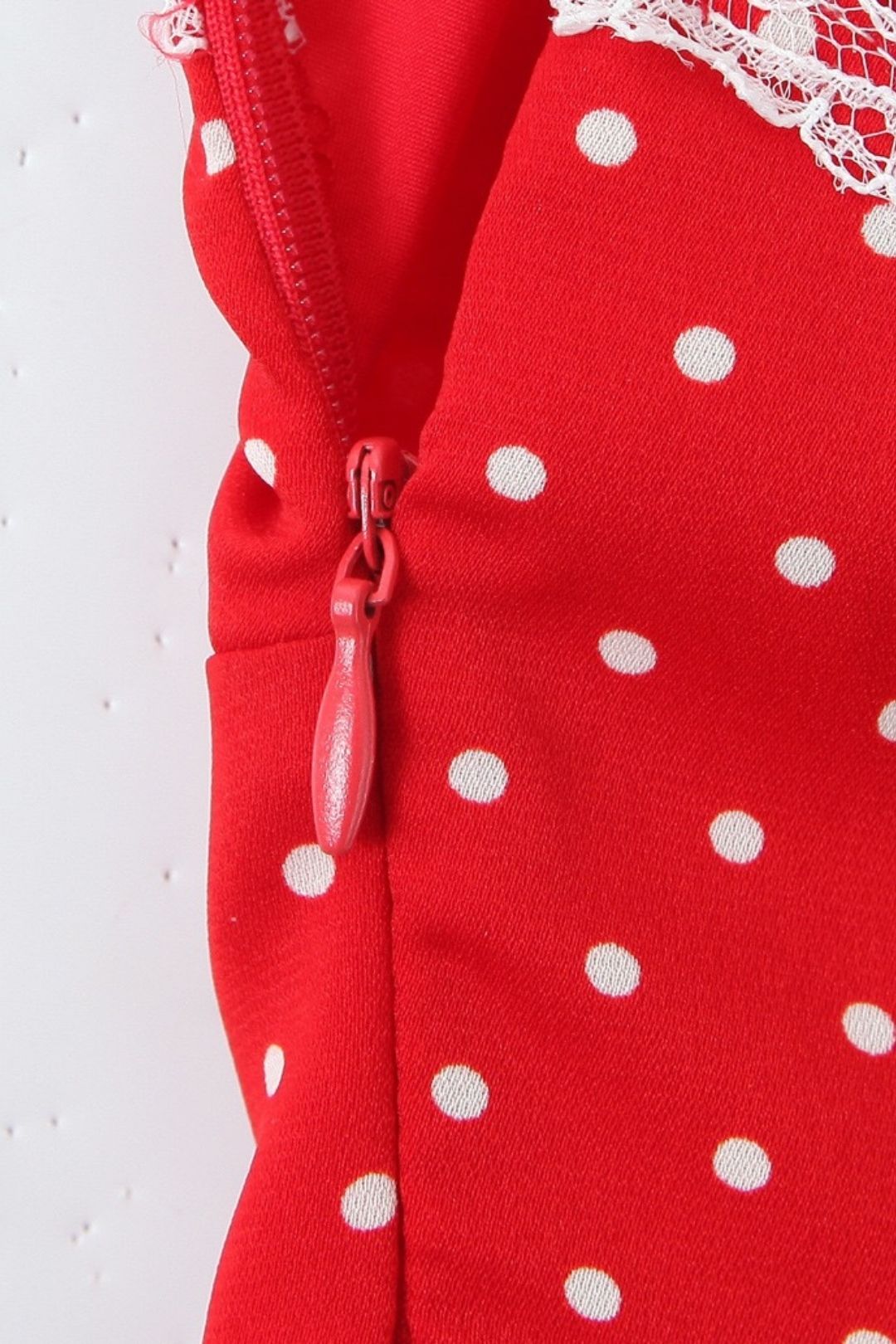 Polka Dot Print Chic Lace Patchwork Halter Neck Mini Dress