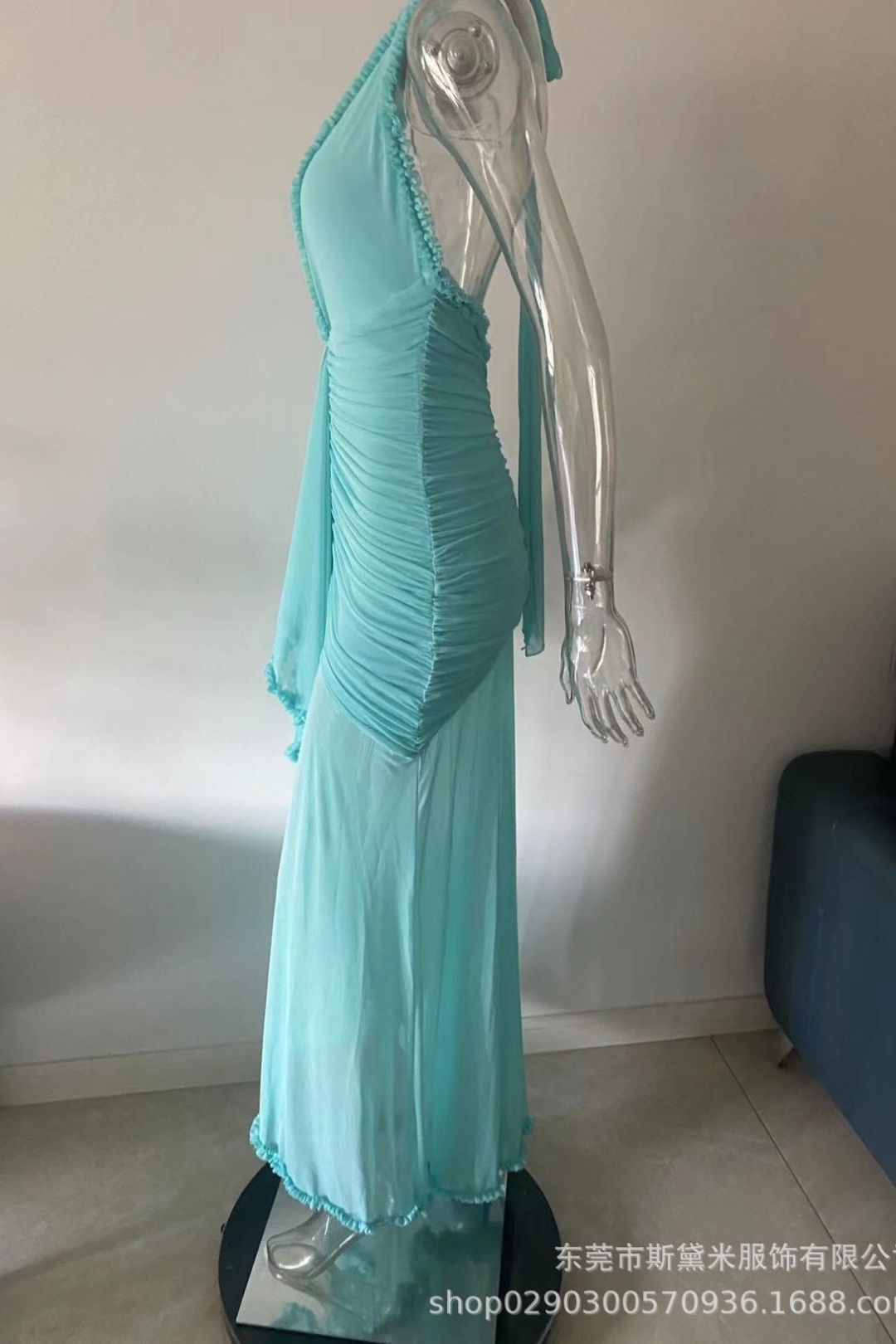 Straight Halter Neck Deep V Sexy Dress