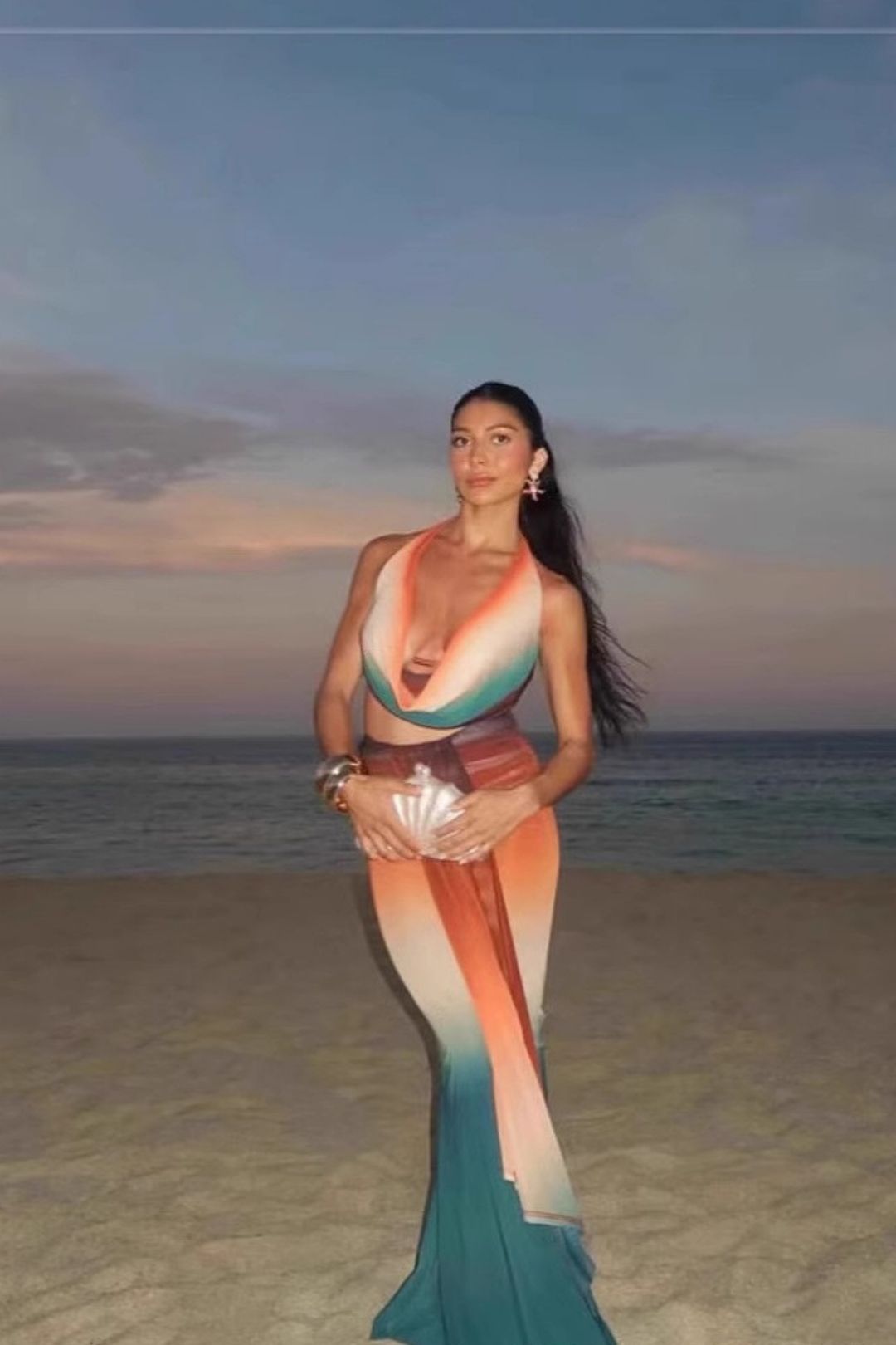 Halter Neck Top + Fishtail Skirt Two-piece Suit