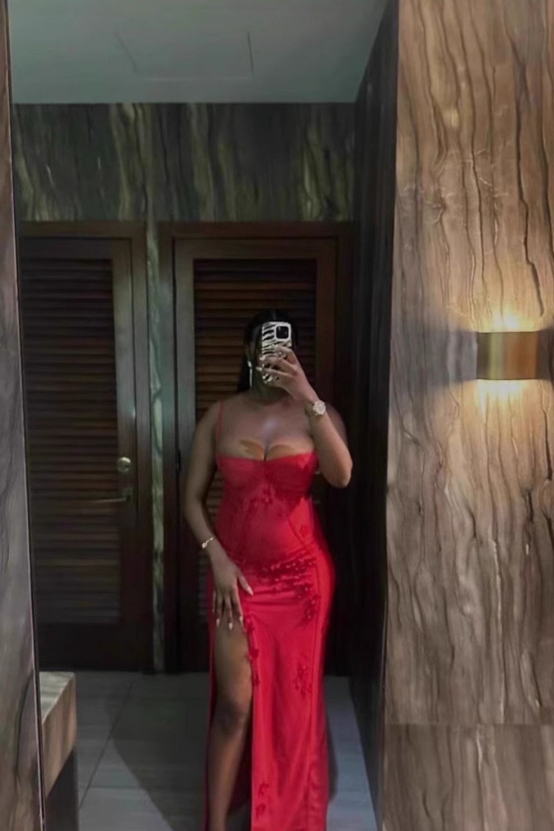 Strapless Three-dimensional Flower Slit Long Dress