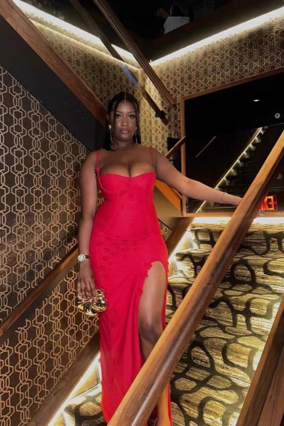 Strapless Three-dimensional Flower Slit Long Dress