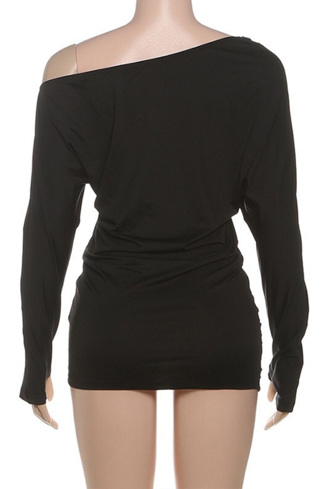 Oblique Shoulder Long Sleeve Tight Hip Dress