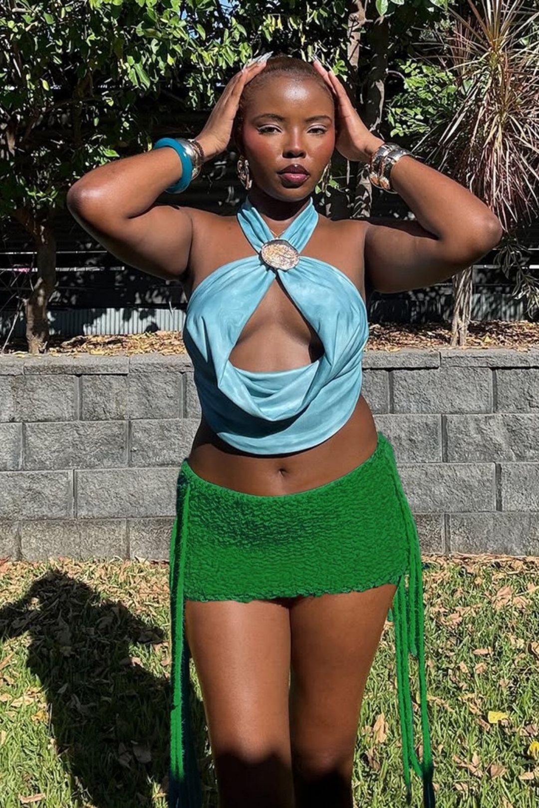 Solid Color High Waist Tight Knitted Tassel Hip Skirt