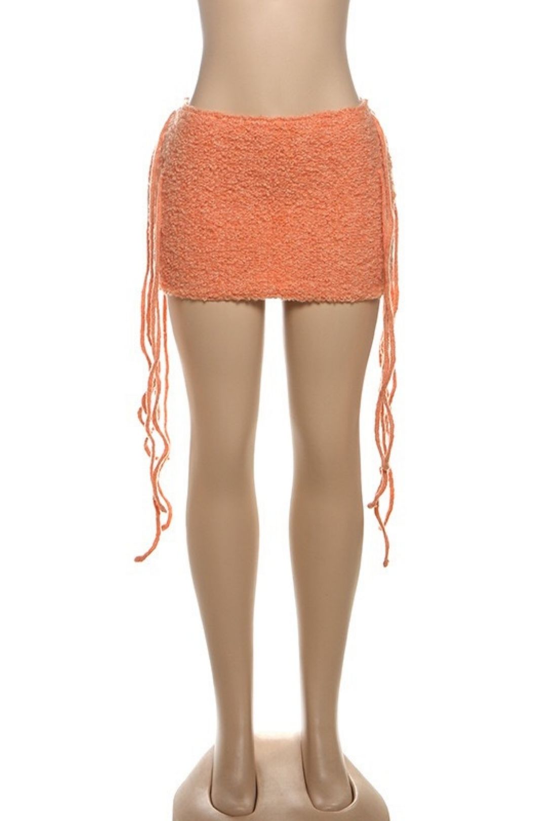 Solid Color High Waist Tight Knitted Tassel Hip Skirt