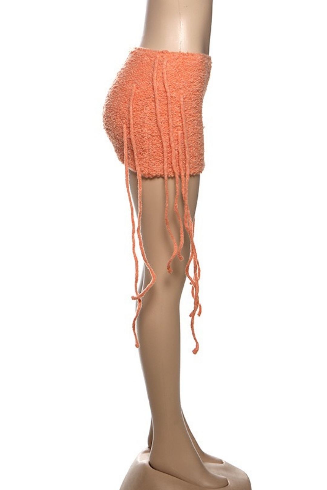 Solid Color High Waist Tight Knitted Tassel Hip Skirt