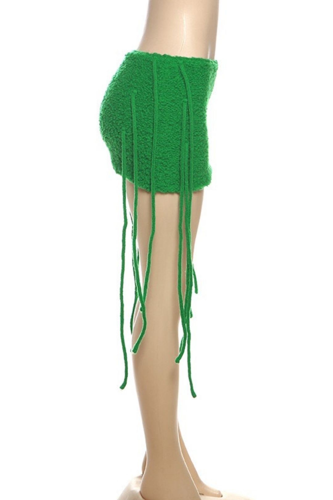 Solid Color High Waist Tight Knitted Tassel Hip Skirt