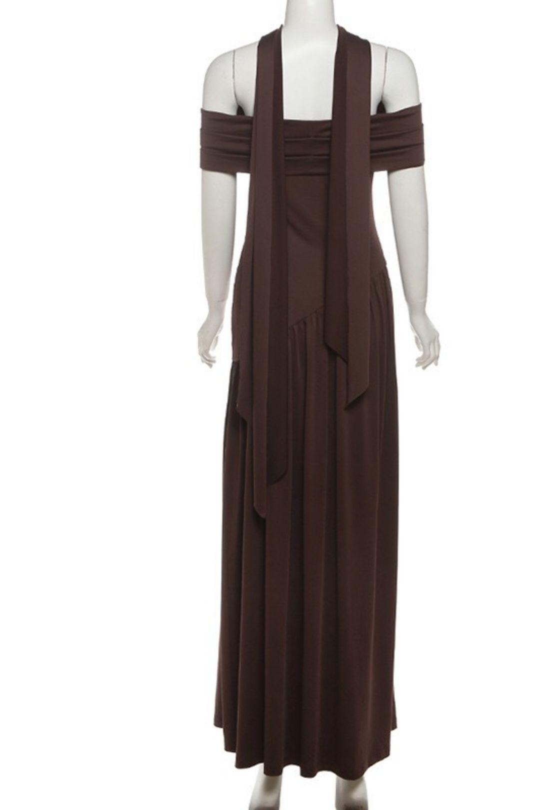 Sexy Backless Slim Solid Color Scarf Collar Slit One Shoulder Dress