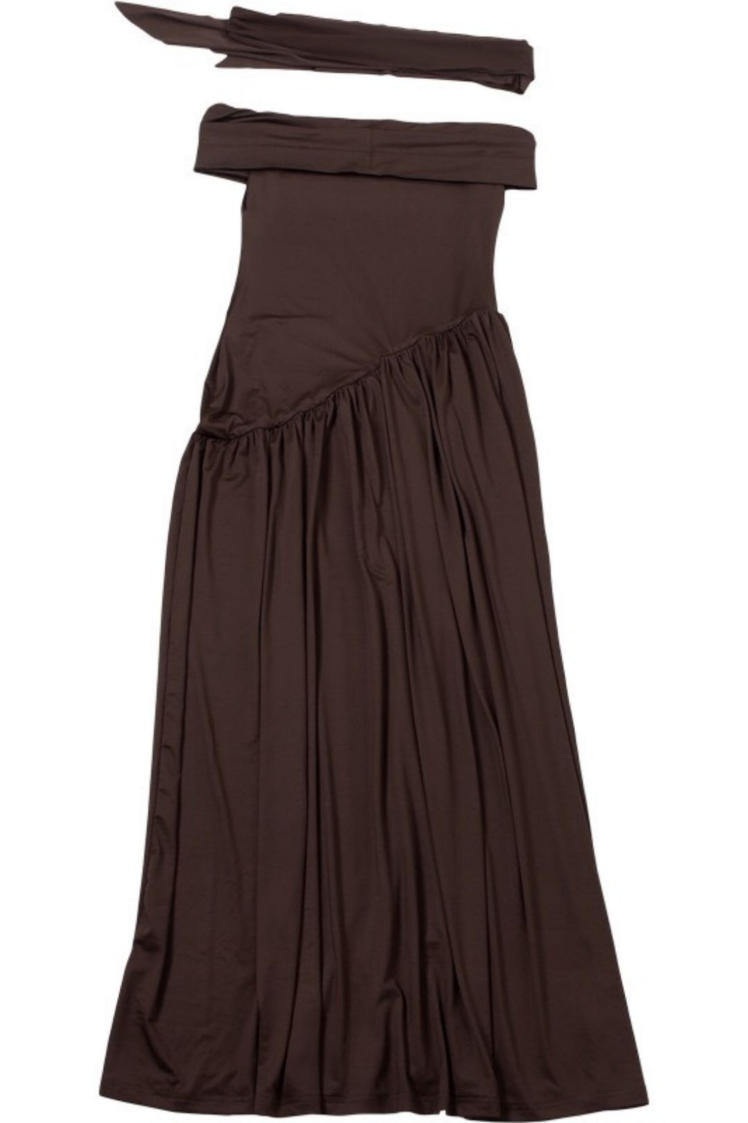 Sexy Backless Slim Solid Color Scarf Collar Slit One Shoulder Dress