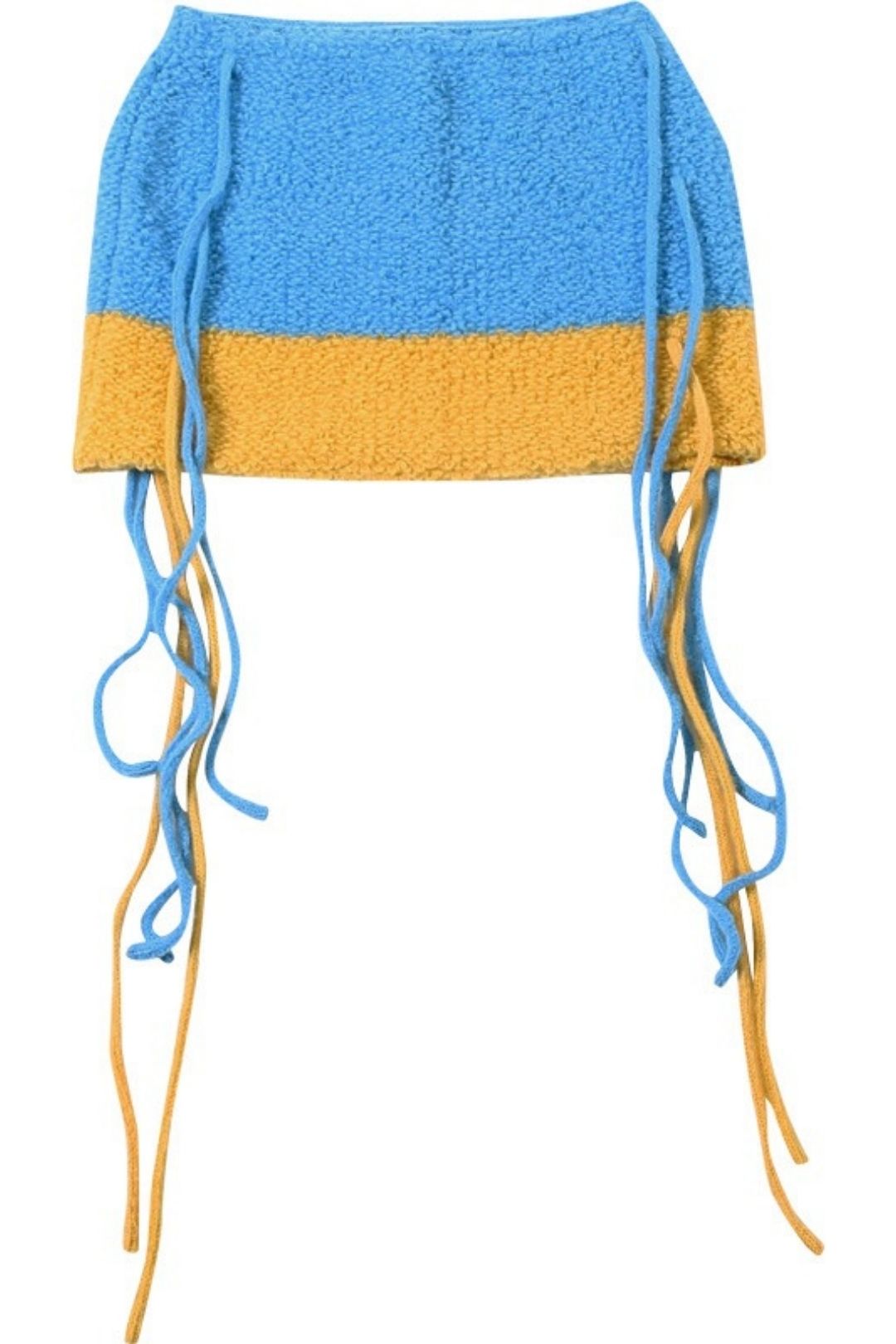 Solid Color High Waist Tight Knitted Tassel Hip Skirt