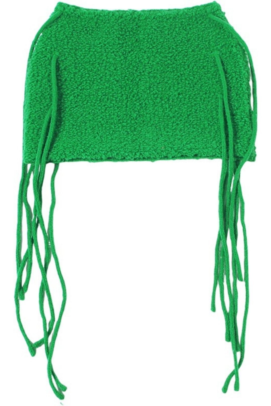 Solid Color High Waist Tight Knitted Tassel Hip Skirt