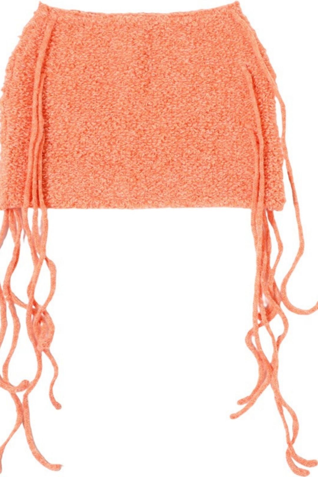 Solid Color High Waist Tight Knitted Tassel Hip Skirt