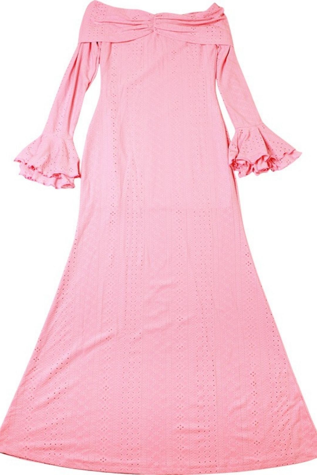 Solid Color Slim Bow One Shoulder Trumpet Sleeve Dress