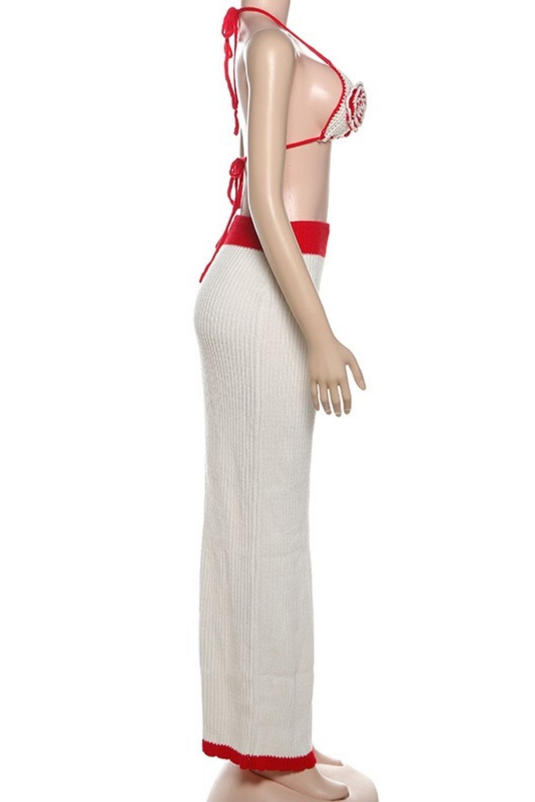 Knitted Crochet Halter Neck Small Suspenders Skirt Set