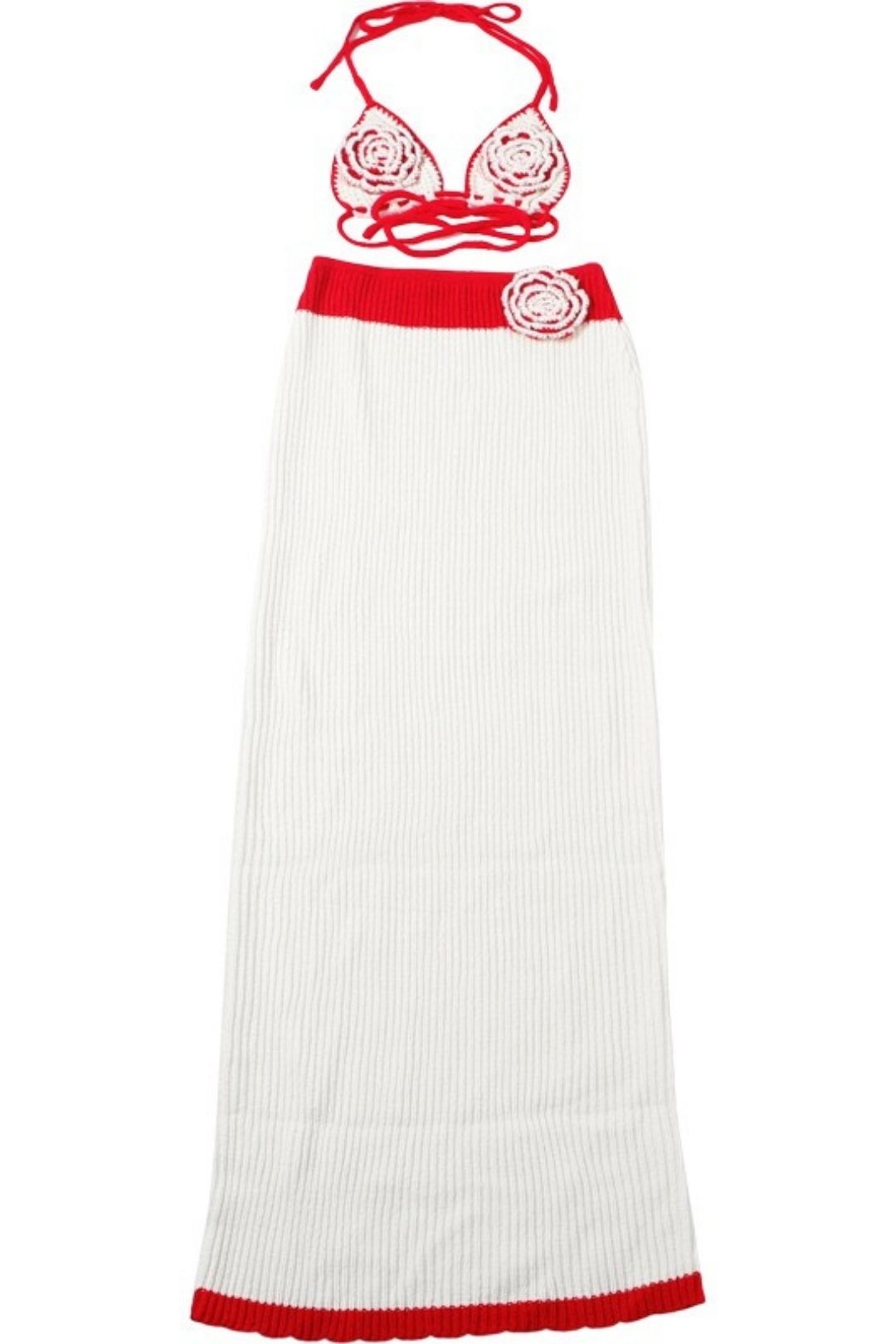 Knitted Crochet Halter Neck Small Suspenders Skirt Set