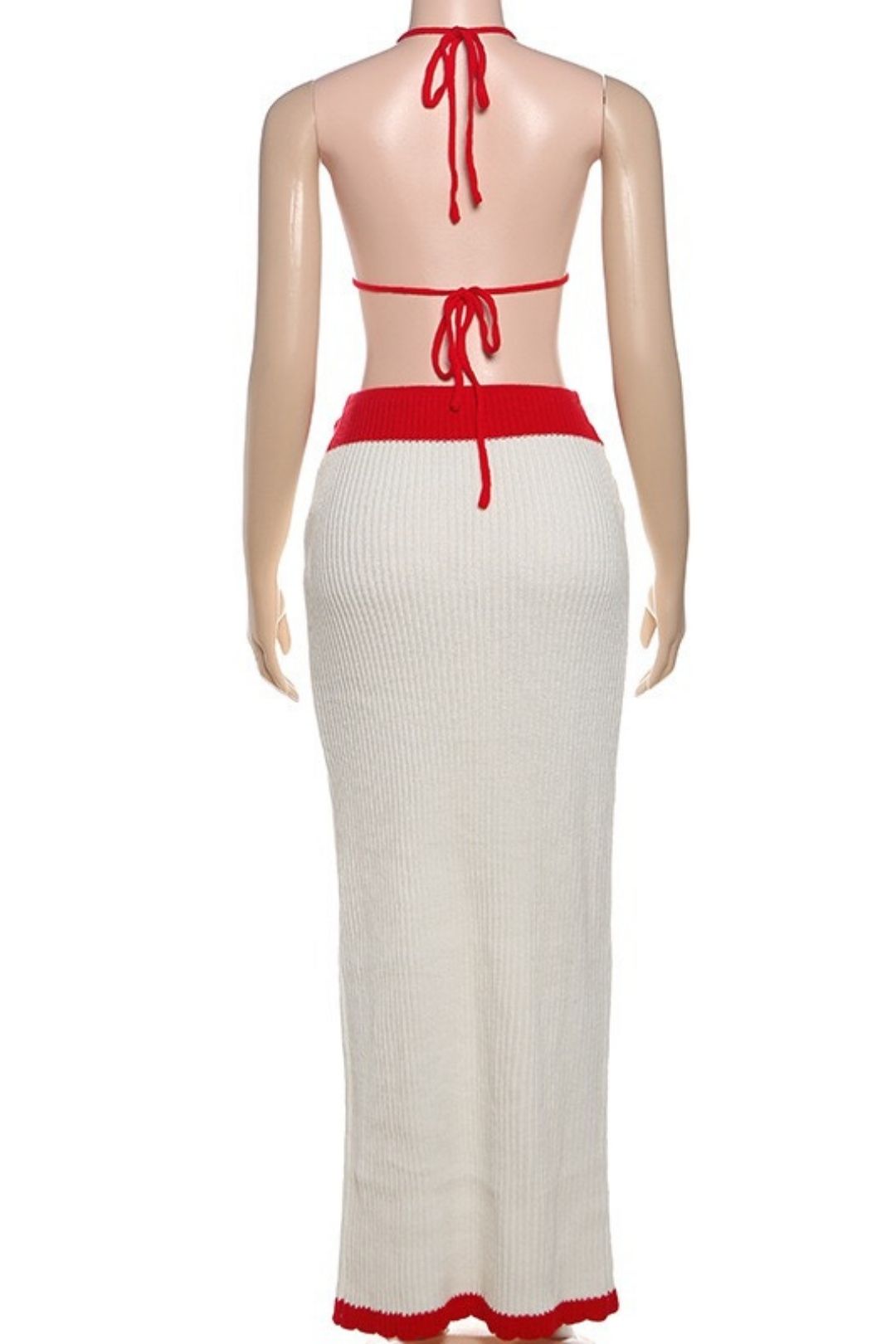 Knitted Crochet Halter Neck Small Suspenders Skirt Set