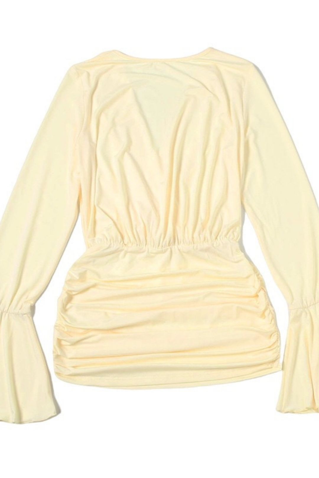 Sexy V-neck High Waist Slim Fit Pleated Hip Flared Sleeve Dress