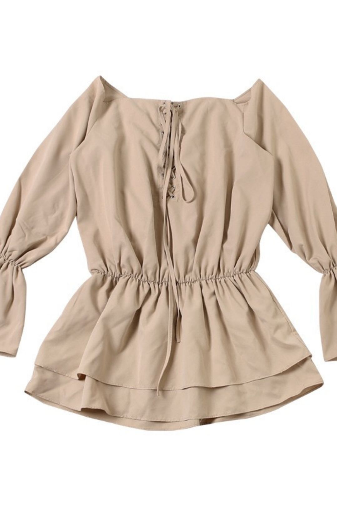 One-shoulder Backless Loose Lace Trumpet Sleeve Dress