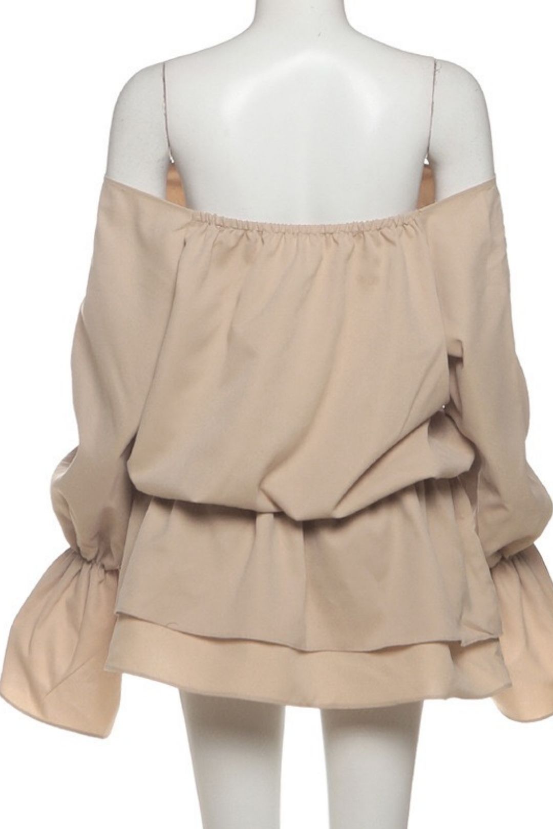 One-shoulder Backless Loose Lace Trumpet Sleeve Dress