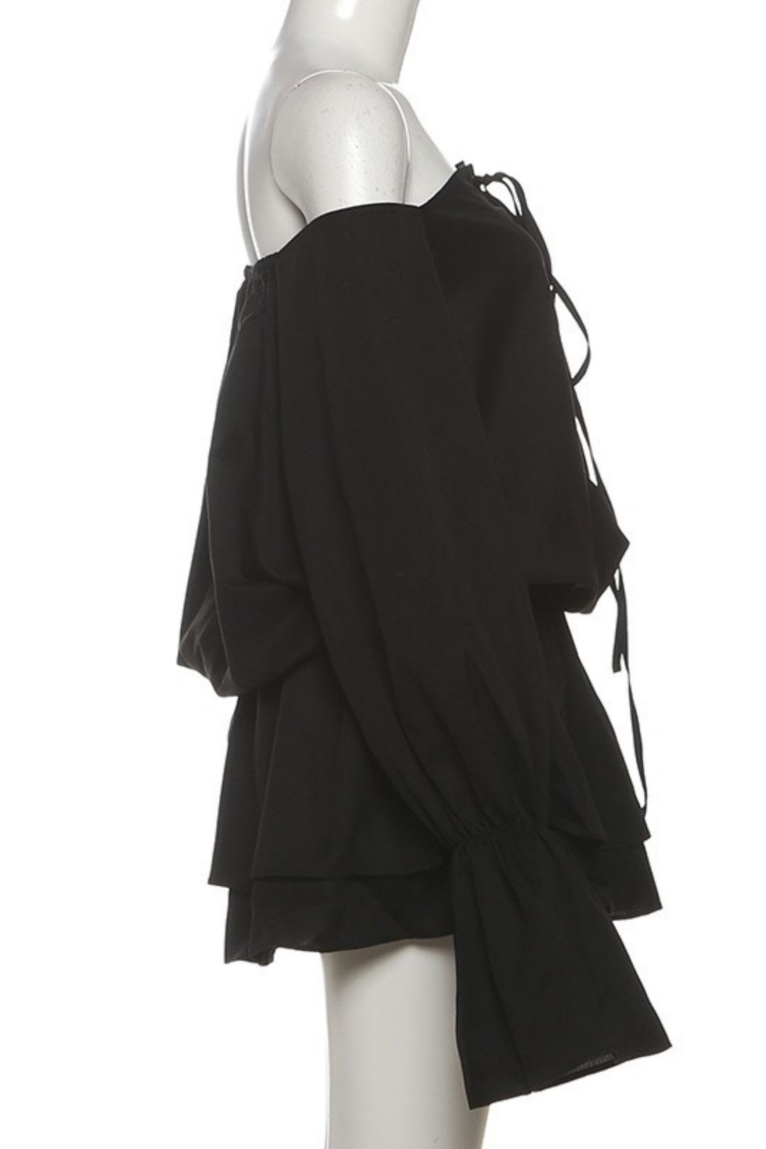 One-shoulder Backless Loose Lace Trumpet Sleeve Dress