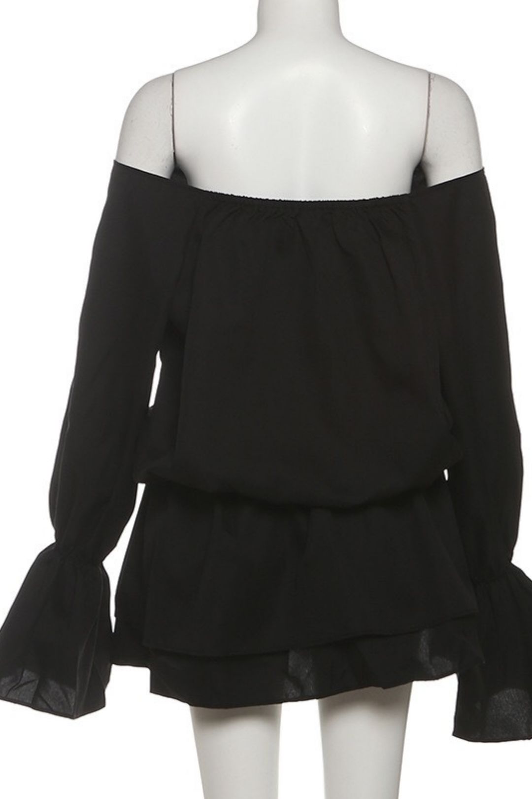 One-shoulder Backless Loose Lace Trumpet Sleeve Dress