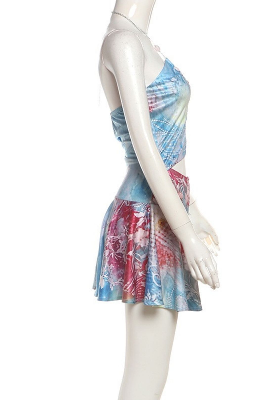 Halter Neck Slim Sexy Hollow Hip Print Dress